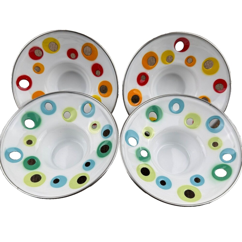 Set/4 VTG 80’s Ikea Enamel Tea Light Candle Holders-Space Age MCM Retro 2 Pairs